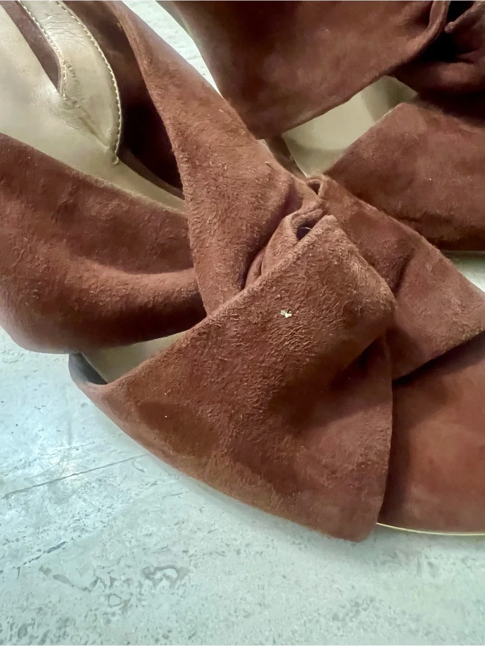 Brown Suede Knot Slingback Heels